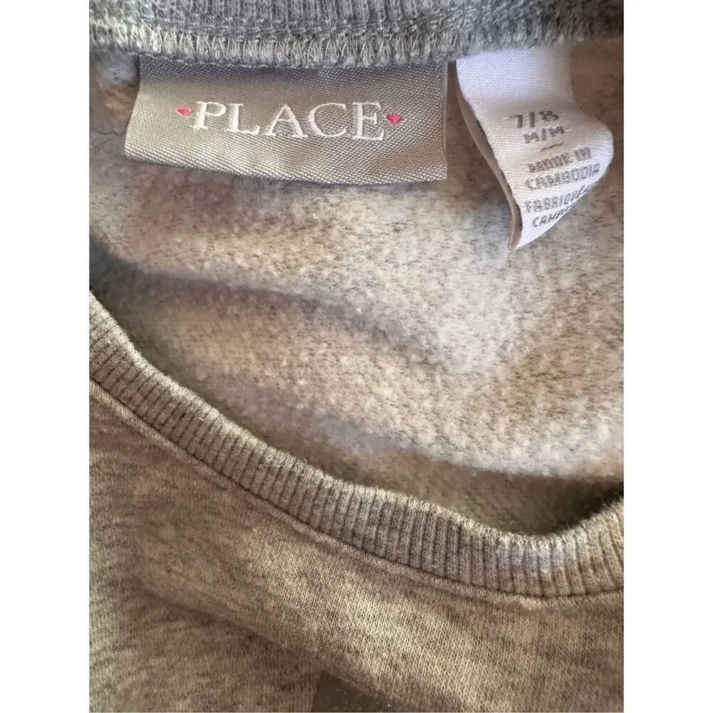 Girls Children’s Place Grey Sweatshirt with Camo Star Design Sz 7/8 M